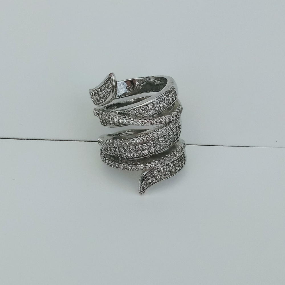 Sterling Silver 925 Snake Wrap Style CZ Ring